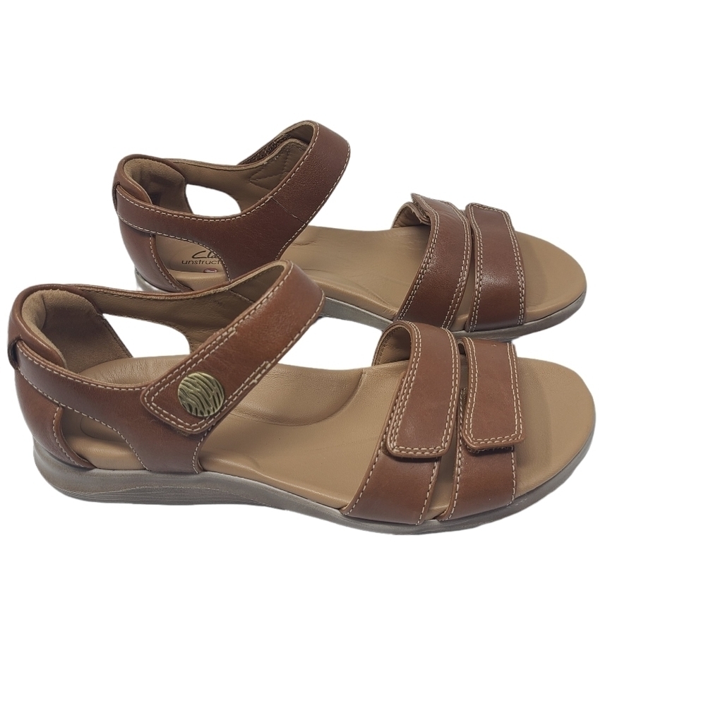 CLARKS Unstructured Kylyn Strap Tan Leather New Sz 6.5‎